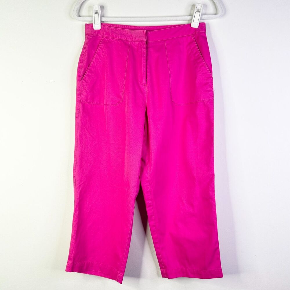 Liz Claiborne Pants Women 6 Petite Pink Lizsport Cotton Cropped Athleisure Twee